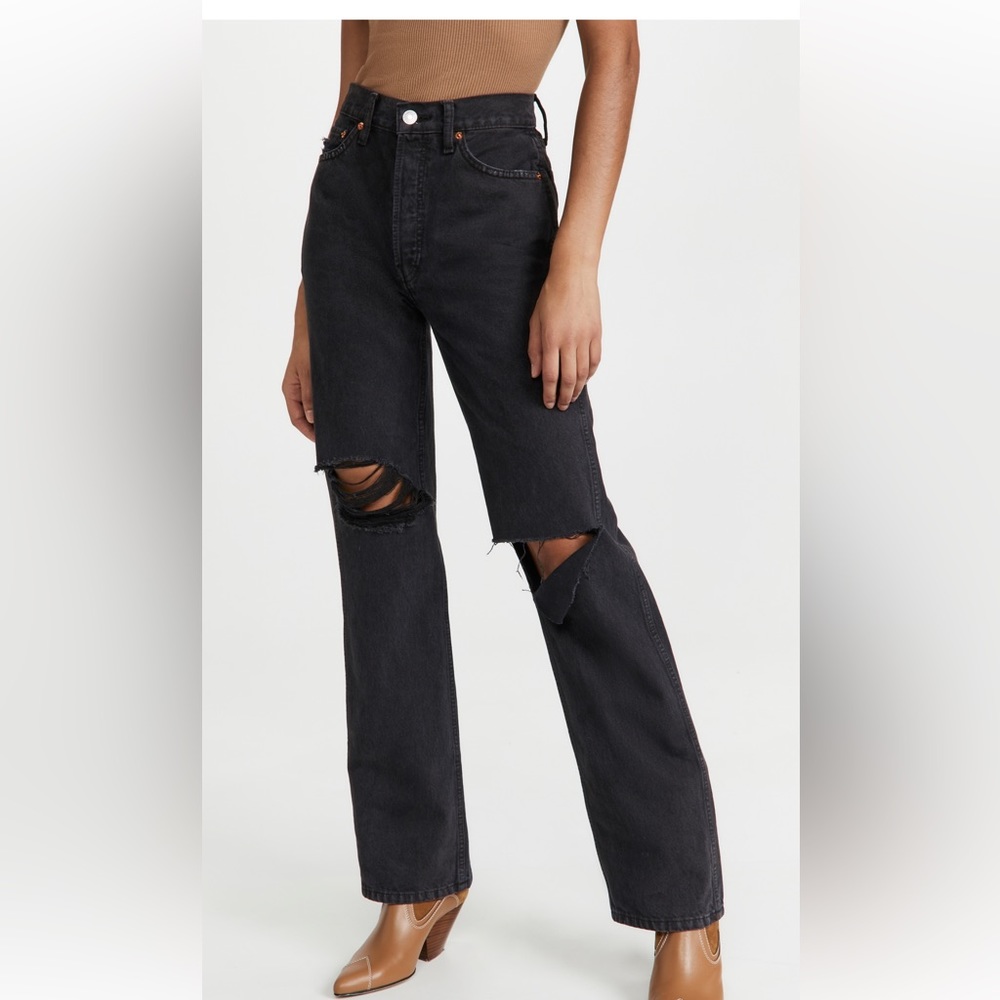 Redone 90s high rise loose in washed black size 26